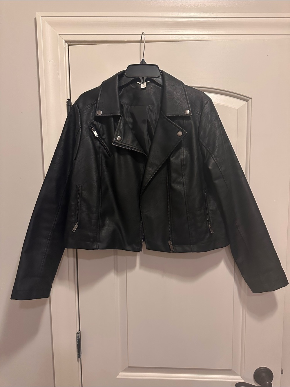 Cato Black Faux Leather Moto Jacket - Women